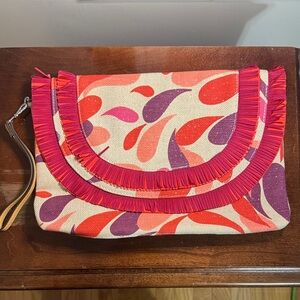 Vera Bradley Red and Purple Patterned Wristlet